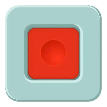 Red square button icon, cartoon style Illustrazione stock