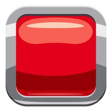 Red square button icon, cartoon style Illustrazione stock