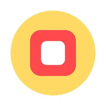 Red Square Button With Rounded Corners Icon Illustrazione stock