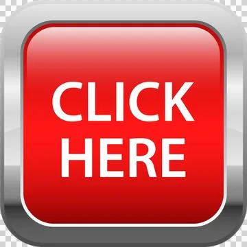 Red square button with rounded corners and a metallic border displaying the.. Stock Illustration