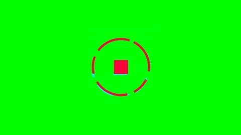 A red square centered within a segmented circular frame on green background Stock Footage 340264949
