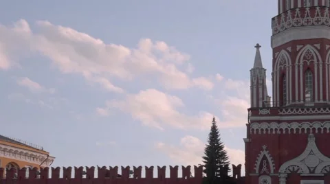 Red Square, Clouds over Nikolskaya Tower, Moscow, Russia Video stock 61787723