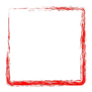 Red square crayon frame, simple hand draw sketch at white background Stock Illustration
