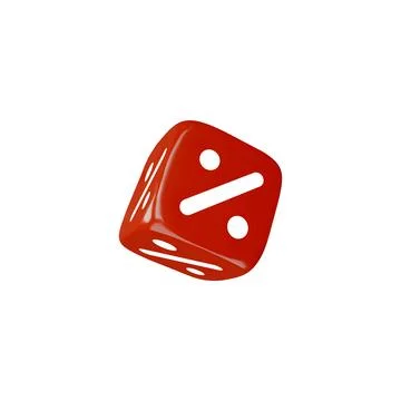 Red square cube with percent sign falling realistic 3D vector icon, plastic Stock Illustration