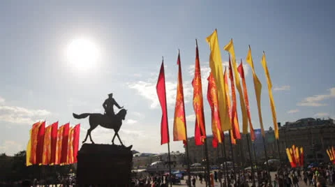 Red Square flags Stock Footage 23773525