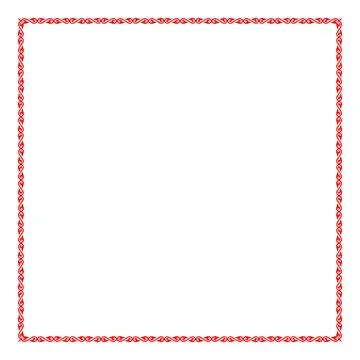 Red square frame. Traditional square Turkic ornament. Oriental red square patter Stock Illustration