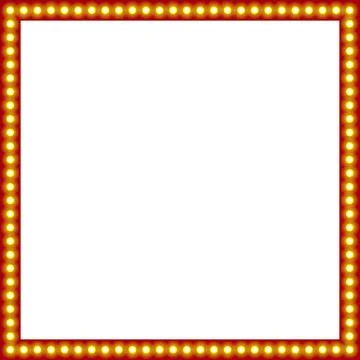 A red square frame with yellow glowing lights around the edges. White backgr Stock Illustration