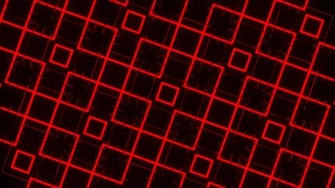 Red Square Frames Neon Geometric LED Pattern Background VJ Loop in 4K Stock Footage 344099425