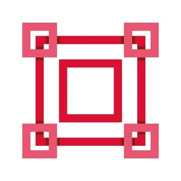 Red square geometric logo abstract design symbol イラスト素材
