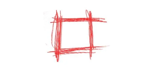Red square hand drawn crayon isolated on transparent background Stock Illustration