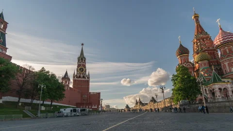 Red Square, Kremlin and Saint Basil's Cathedral time lapse, Moscow, Russia. Stock-Footage 154897888
