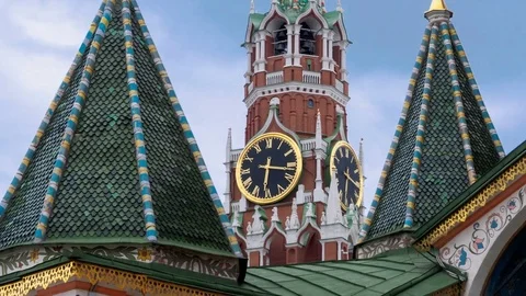 Red Square. Kremlin Clock, Moscow. Stock Footage 76676919