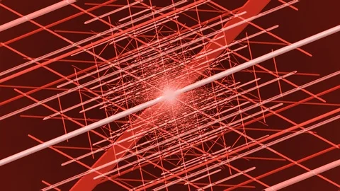 Red Square of Lines Rotation Video stock 100690153