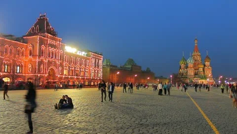 The Red Square in Moscow. evening-night time-lapse Stock Footage 10906726