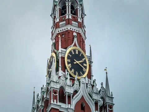 Red Square, Moscow Kremlin Clock Stock Footage 71062026