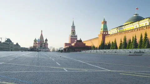 Red Square in Moscow. St. Basil’s Cathedral and the mausoleum, Russia Stock Footage 166940340