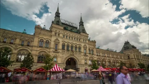 Red Square, Mosow view to the GUM department store in the city centre 4K Stock Footage 150904272