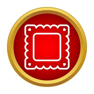 Red square ornate frame icon button outline Stock Illustration