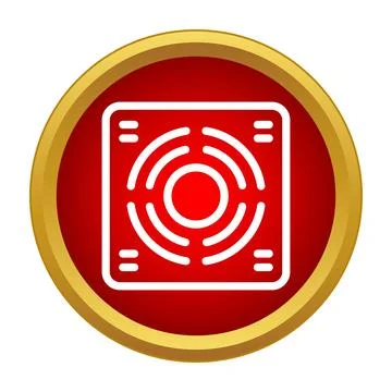 Red square power supply unit icon in golden frame イラスト素材