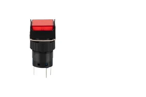 Red Square Push Button Switch Isolated on White Background Stock Photos