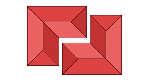 A red square with a red triangle on top of it Stock Illustration