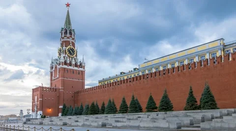 Red Square, Saviour Tower and Kremlin wall in Moscow  4k, Time Lapse Stock Footage 54563348