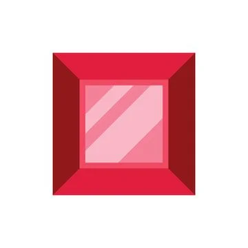 Red square shiny gemstone with light reflection 스톡 일러스트