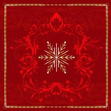 Red Square Snowflake Stock Illustration