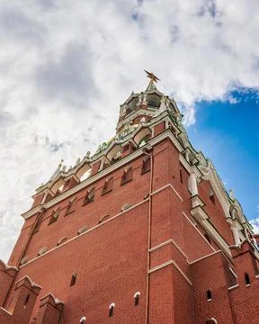 Red Square. Spasskaya tower with a clock. Moscow, Russia. Stock Photos