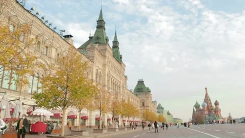 Red square St. Basil's Church GUM paving stones 스톡 동영상 164810192