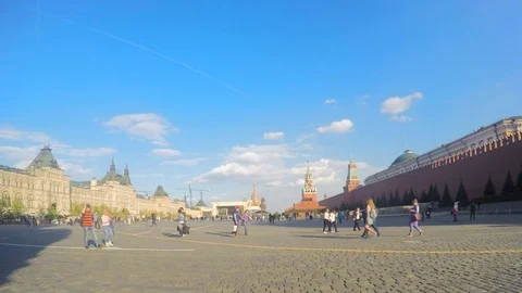 Red Square on a sunny day timelapse Stock Footage 77283474