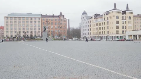 Red Square Vyborg architecture medieval pavers stone travel russia finland 스톡 동영상 143558555