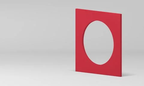 Red squared block circle hole isometric 3d decor element for showcase promo.. イラスト素材