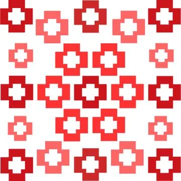 Red squares crosses symmetrical pattern abstract background Stock Illustration