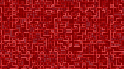 Red squares form complex interconnected circuitlike patterns Stock Footage 297610426