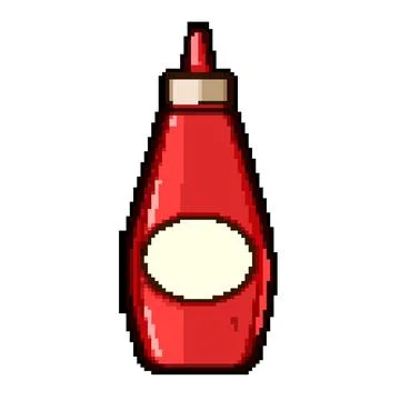 Red squeeze bottle of ketchup or condiment Illustrazione stock
