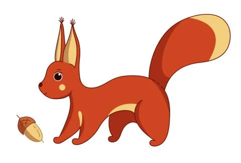 Red squirrel with acorn. Vector illustration in cartoon style イラスト素材