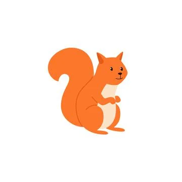 Red squirrel character on a white background, vector flat illustration. Stock Illustration