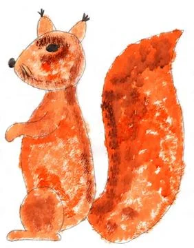 Red squirrel in profile on a white background Stock Illustration