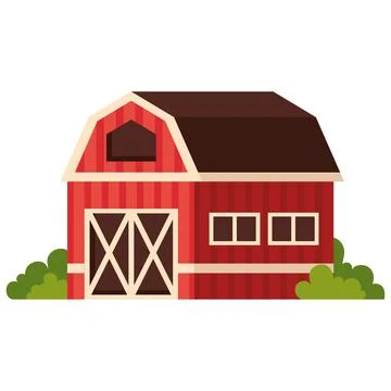 Red stable farm building Ilustración de archivo