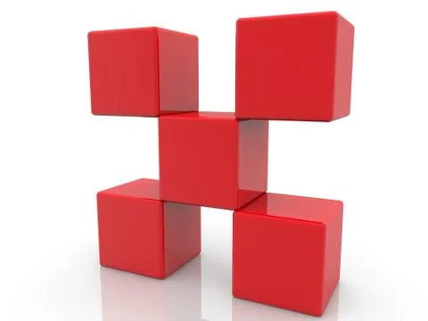 Red stacked cubes Stock Illustration