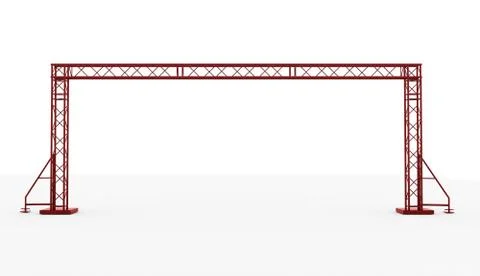 Red stage construction rendered isolated on white background Stock Illustration