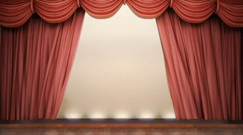 Red stage curtain closing. Stock Footage