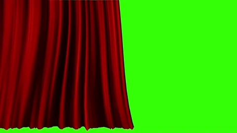A Red stage curtain opening left on green screen Stock Footage 155222930