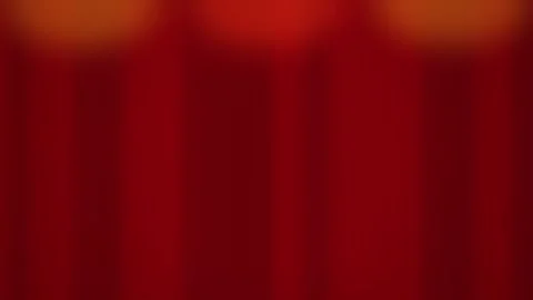 Red stage curtain out of focus with moving bokeh lights Stock Footage 342216489