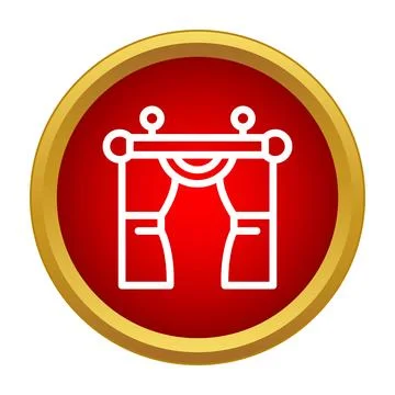 Red stage curtains icon representing performance entertainment Illustrazione stock