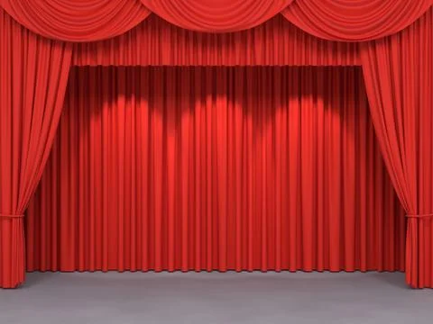 Red stage curtains Stock Illustration