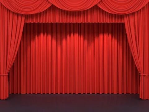 Red stage curtains Stock Illustration