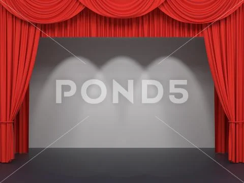 Red stage curtains Stock Illustration