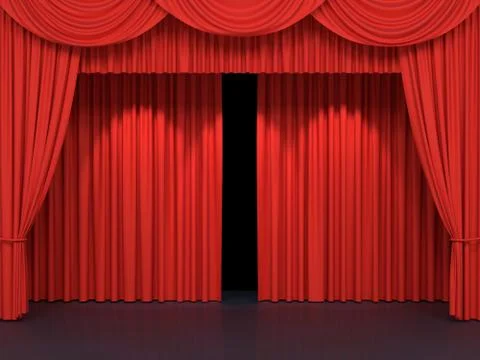 Red stage curtains Stock Illustration